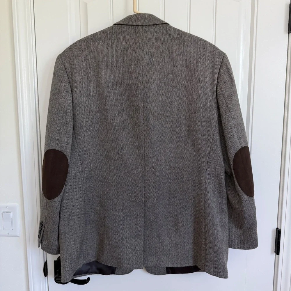 Lauren Ralph Lauren Herringbone Wool Jacket Elbow Patches Men's 46R